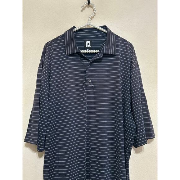 FootJoy Mens Size XXL Golf Dri-Fit Polo Gray Striped Short Sleeve Shirt Outdoors - Picture 2 of 9